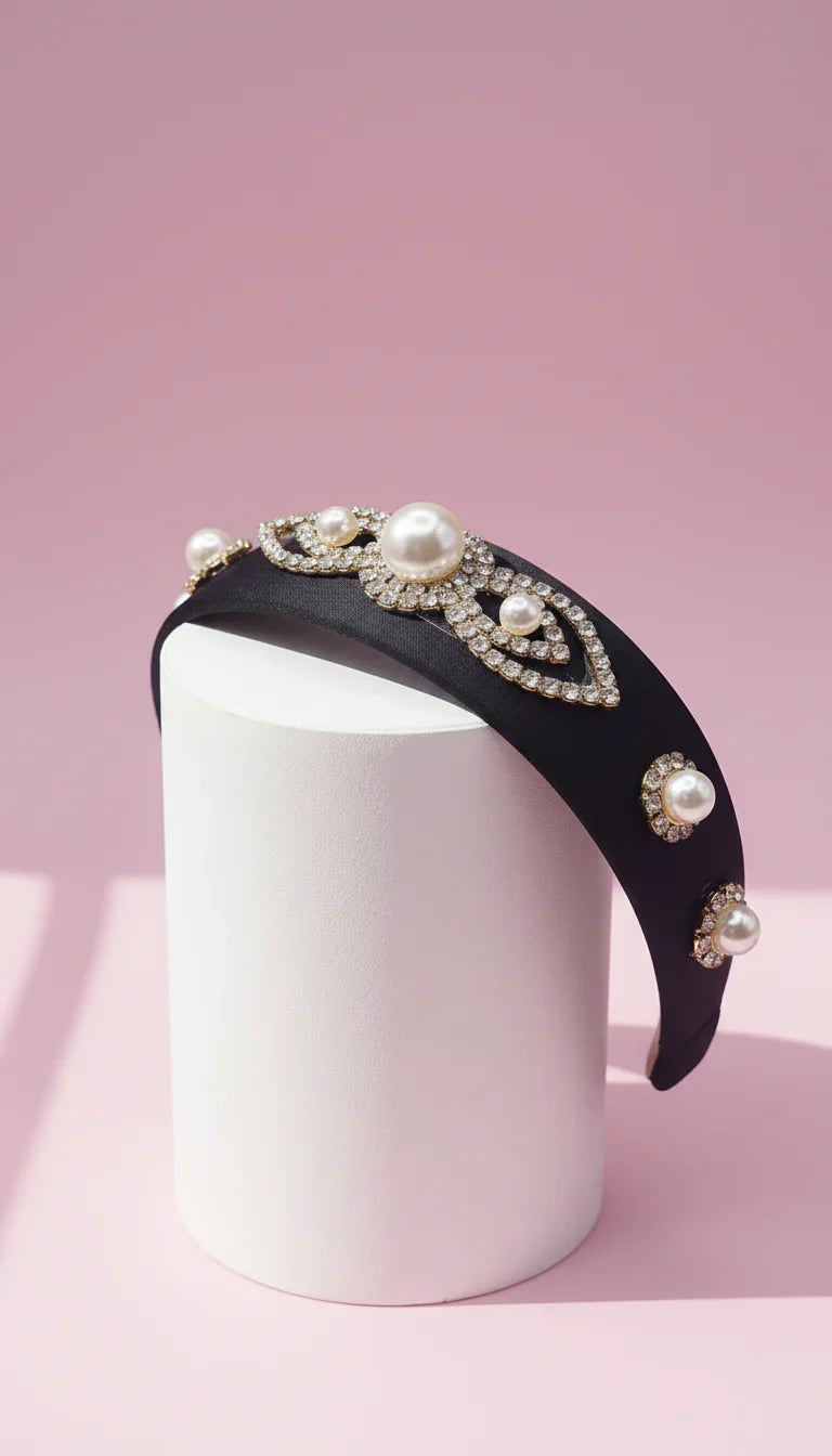 Pearl Cluster Satin Hair band