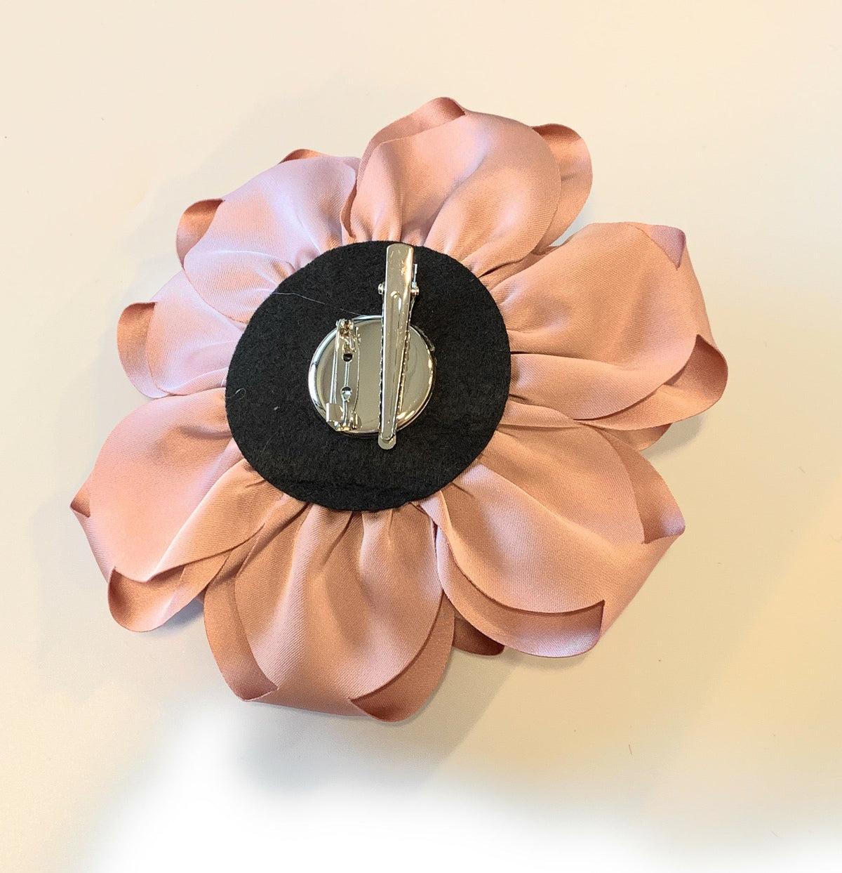 15cm Large Rose Fascinator Corsage Hair Clip and Brooch Pin, Satin Flower, Dusty Pink