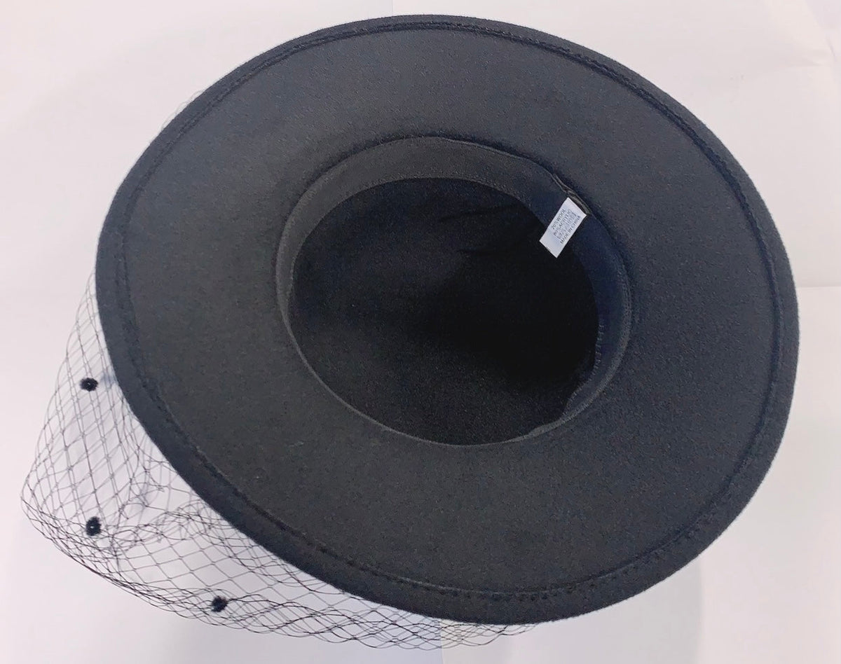 Formal Wool Fedora Hat with Birdcage Veil