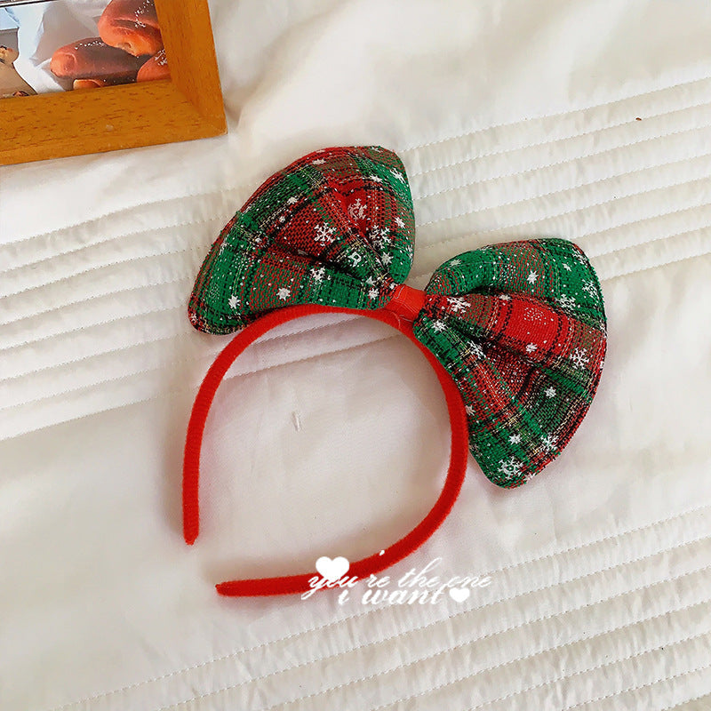 Christmas antler headband female Christmas hairpin headdress holiday dress up gift big bow headband hair accessories headdress