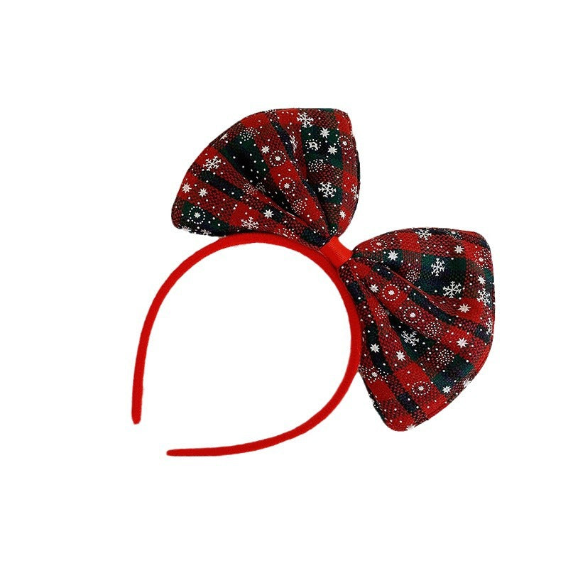 Christmas antler headband female Christmas hairpin headdress holiday dress up gift big bow headband hair accessories headdress