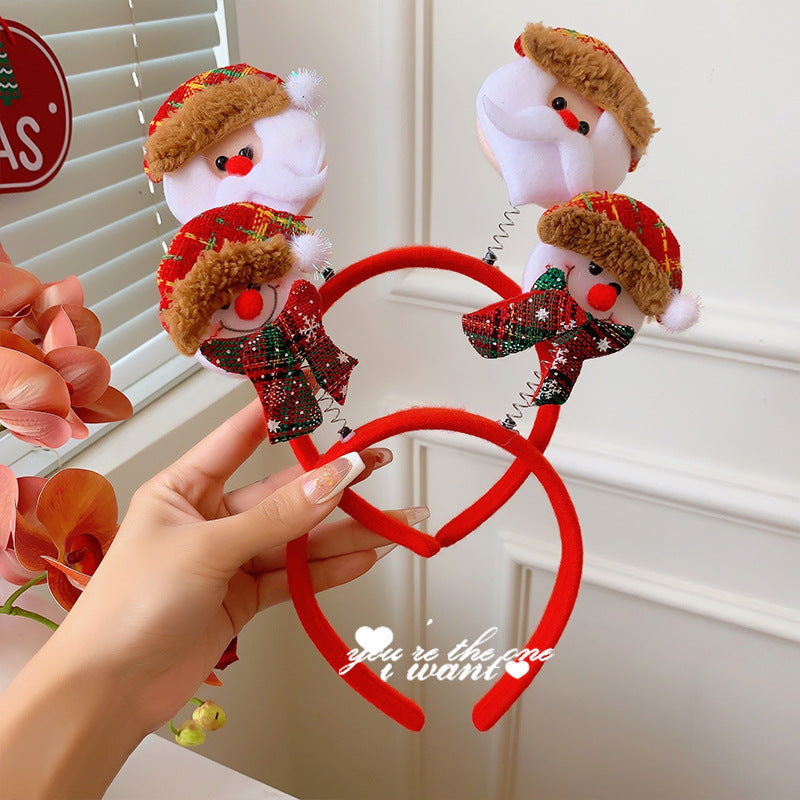 Christmas antler headband female Christmas hairpin headdress holiday dress up gift big bow headband hair accessories headdress