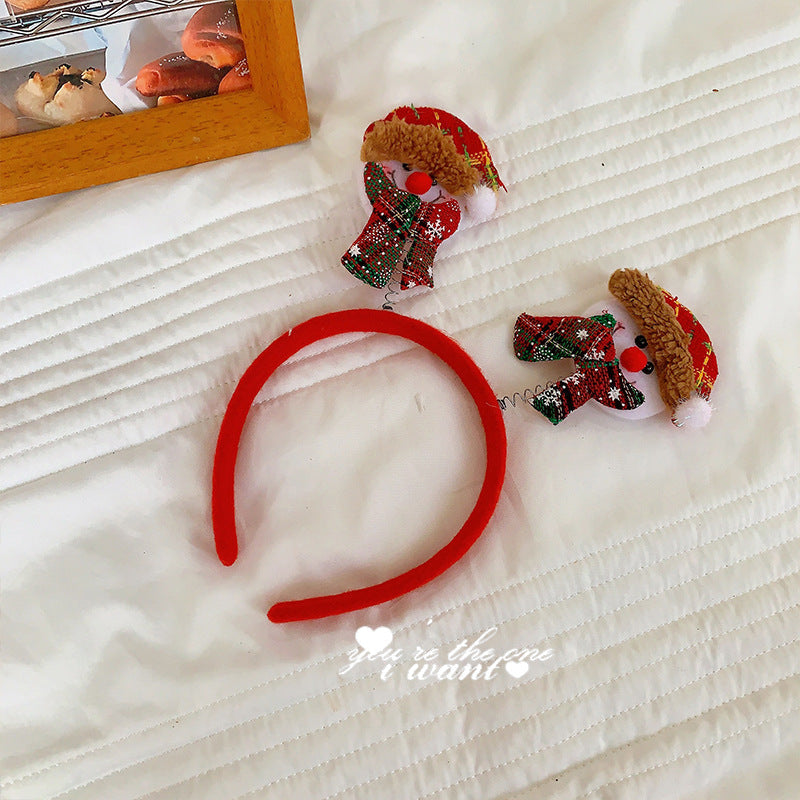 Christmas antler headband female Christmas hairpin headdress holiday dress up gift big bow headband hair accessories headdress