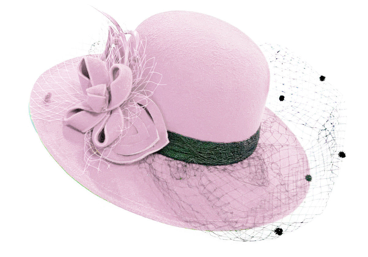 Formal Wool Fedora Hat with Birdcage Veil